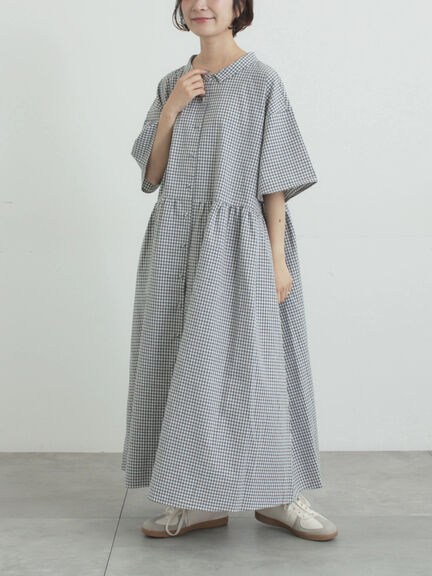 《新色追加》ちび襟シャツワンピース【WEB限定】（オフホワイト/グレー/ボルドー/ブルー）｜Samansa Mos2（サマンサ モスモス）通販