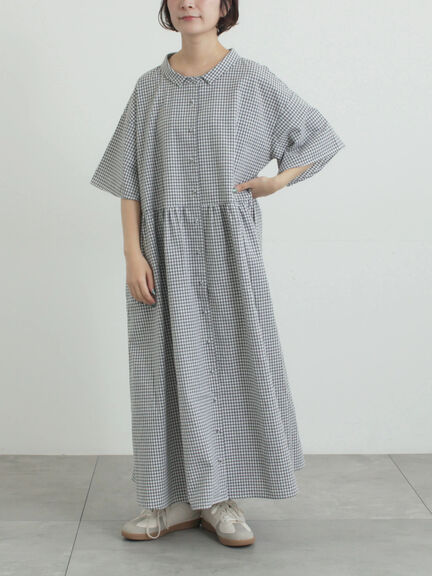 《新色追加》ちび襟シャツワンピース【WEB限定】（オフホワイト/グレー/ボルドー/ブルー）｜Samansa Mos2（サマンサ モスモス）通販