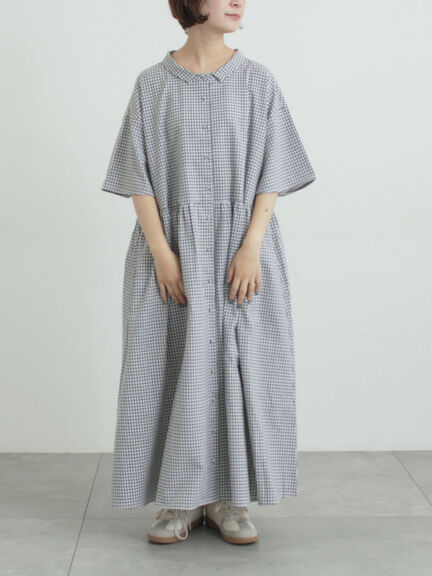 《新色追加》ちび襟シャツワンピース【WEB限定】（オフホワイト/グレー/ボルドー/ブルー）｜Samansa Mos2（サマンサ モスモス）通販