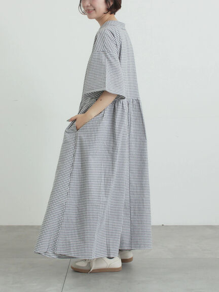 《新色追加》ちび襟シャツワンピース【WEB限定】（オフホワイト/グレー/ボルドー/ブルー）｜Samansa Mos2（サマンサ モスモス）通販