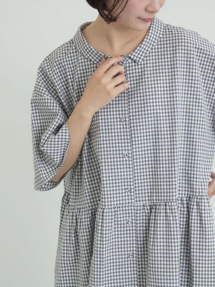 《新色追加》ちび襟シャツワンピース【WEB限定】（オフホワイト/グレー/ボルドー/ブルー）｜Samansa Mos2（サマンサ モスモス）通販