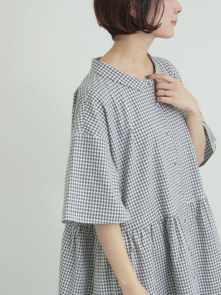 《新色追加》ちび襟シャツワンピース【WEB限定】（オフホワイト/グレー/ボルドー/ブルー）｜Samansa Mos2（サマンサ モスモス）通販