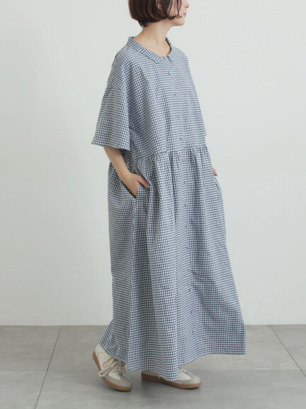 《新色追加》ちび襟シャツワンピース【WEB限定】（オフホワイト/グレー/ボルドー/ブルー）｜Samansa Mos2（サマンサ モスモス）通販