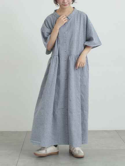 《新色追加》ちび襟シャツワンピース【WEB限定】（オフホワイト/グレー/ボルドー/ブルー）｜Samansa Mos2（サマンサ モスモス）通販