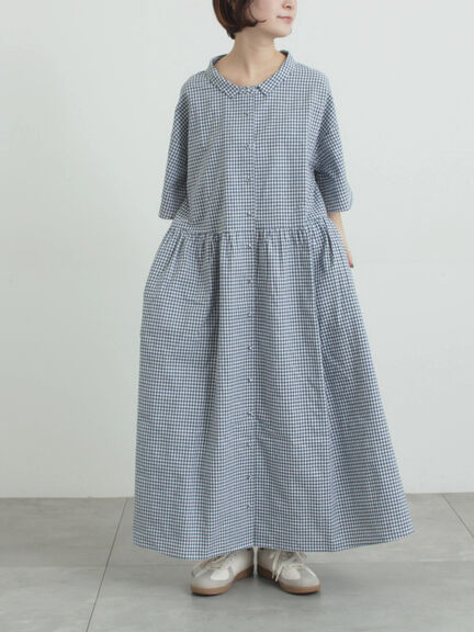 《新色追加》ちび襟シャツワンピース【WEB限定】（オフホワイト/グレー/ボルドー/ブルー）｜Samansa Mos2（サマンサ モスモス）通販