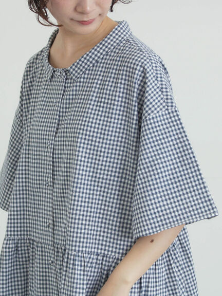 《新色追加》ちび襟シャツワンピース【WEB限定】（オフホワイト/グレー/ボルドー/ブルー）｜Samansa Mos2（サマンサ モスモス）通販