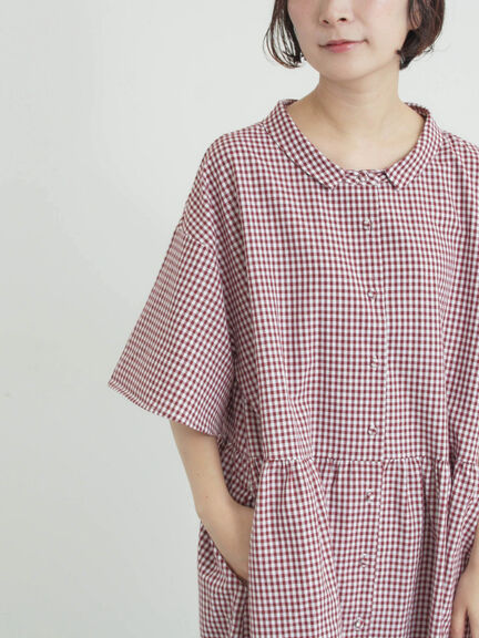 《新色追加》ちび襟シャツワンピース【WEB限定】（オフホワイト/グレー/ボルドー/ブルー）｜Samansa Mos2（サマンサ モスモス）通販