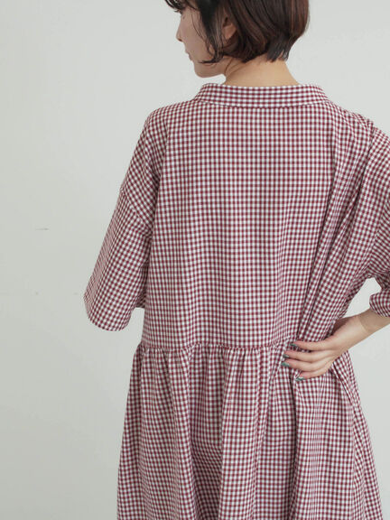 《新色追加》ちび襟シャツワンピース【WEB限定】（オフホワイト/グレー/ボルドー/ブルー）｜Samansa Mos2（サマンサ モスモス）通販