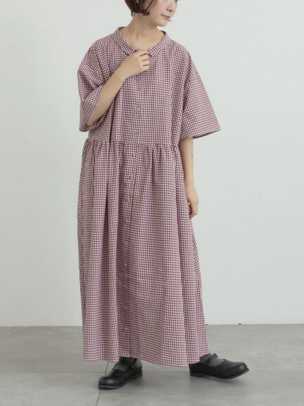 《新色追加》ちび襟シャツワンピース【WEB限定】（オフホワイト/グレー/ボルドー/ブルー）｜Samansa Mos2（サマンサ モスモス）通販