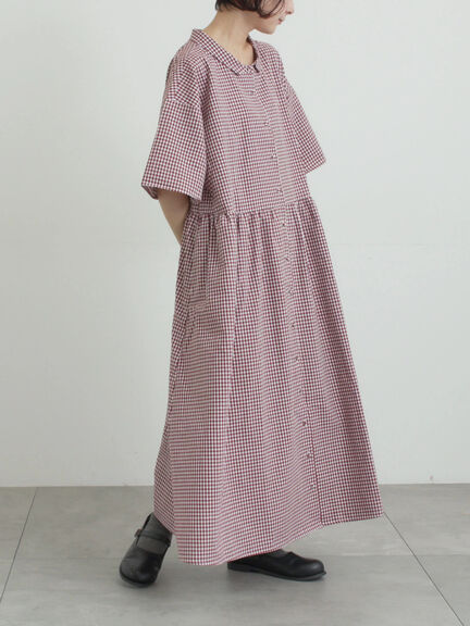 《新色追加》ちび襟シャツワンピース【WEB限定】（オフホワイト/グレー/ボルドー/ブルー）｜Samansa Mos2（サマンサ モスモス）通販