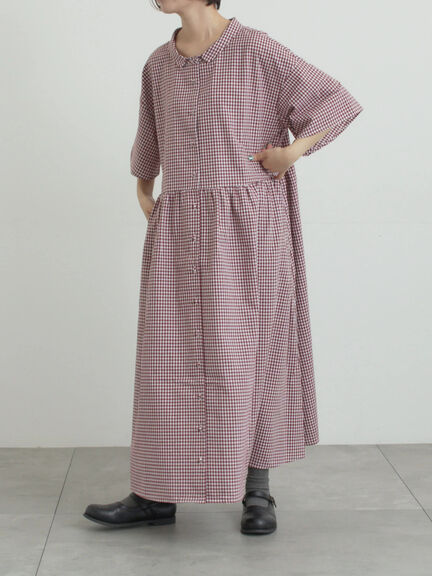 《新色追加》ちび襟シャツワンピース【WEB限定】（オフホワイト/グレー/ボルドー/ブルー）｜Samansa Mos2（サマンサ モスモス）通販