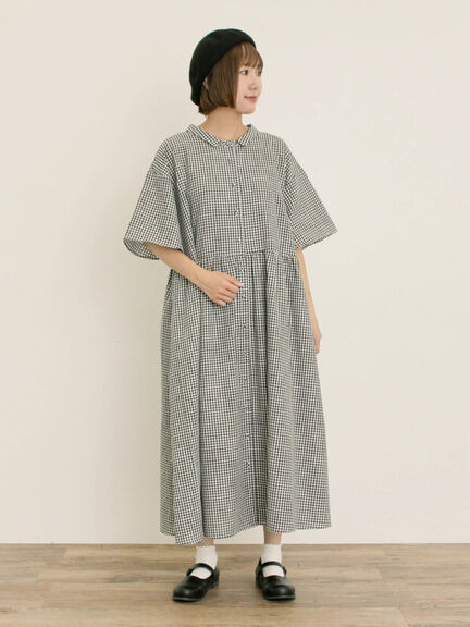 《新色追加》ちび襟シャツワンピース【WEB限定】（オフホワイト/グレー/ボルドー/ブルー）｜Samansa Mos2（サマンサ モスモス）通販