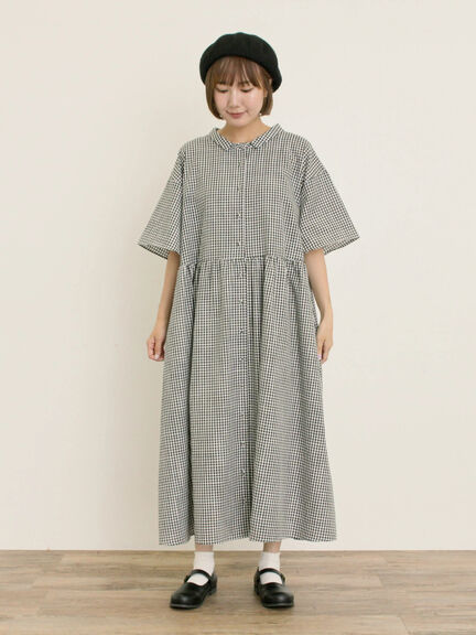 《新色追加》ちび襟シャツワンピース【WEB限定】（オフホワイト/グレー/ボルドー/ブルー）｜Samansa Mos2（サマンサ モスモス）通販