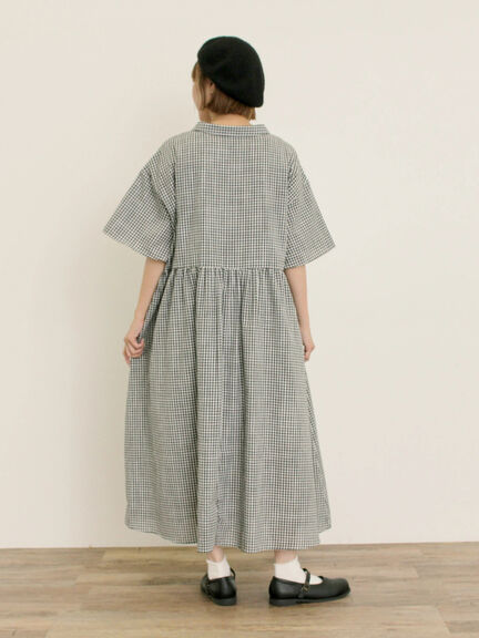 《新色追加》ちび襟シャツワンピース【WEB限定】（オフホワイト/グレー/ボルドー/ブルー）｜Samansa Mos2（サマンサ モスモス）通販