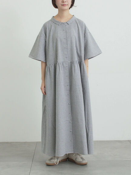 《新色追加》ちび襟シャツワンピース【WEB限定】（オフホワイト/グレー/ボルドー/ブルー）｜Samansa Mos2（サマンサ モスモス）通販