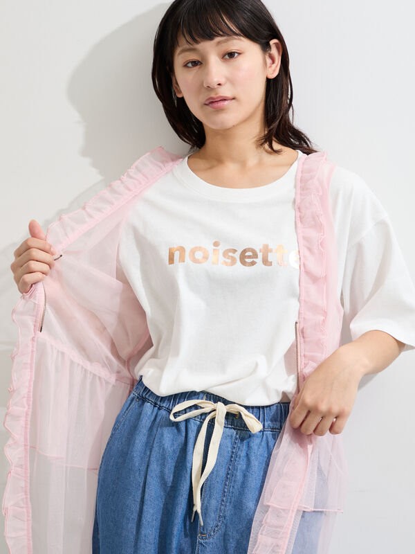 セール】 【接触冷感】箔プリントTシャツ（オフホワイト/グレー