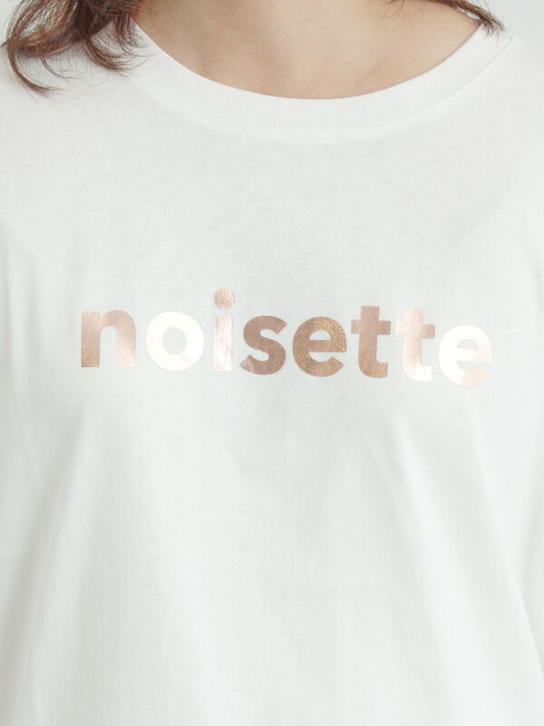 接触冷感】箔プリントTシャツ（オフホワイト/グレー/チャコールグレー