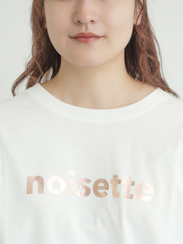 接触冷感】箔プリントTシャツ（オフホワイト/グレー/チャコールグレー