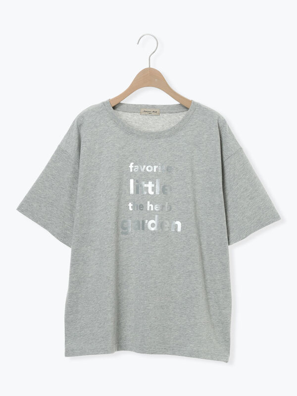 接触冷感】箔プリントTシャツ（オフホワイト/グレー/チャコールグレー