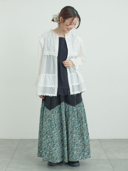 【接触冷感】スクエアネックレースノースリーブ（オフホワイト/ブラック/ベージュ）｜Samansa Mos2（サマンサ モスモス）通販