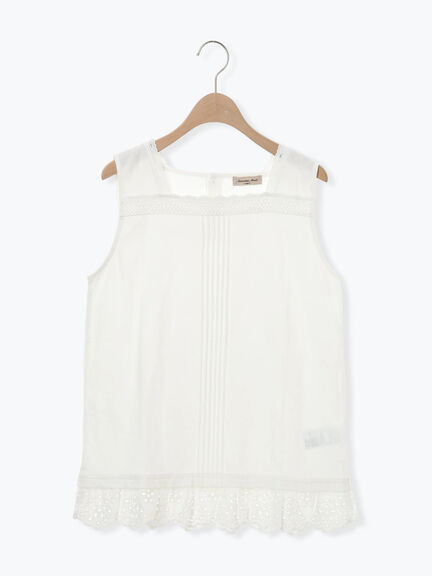 【接触冷感】スクエアネックレースノースリーブ（オフホワイト/ブラック/ベージュ）｜Samansa Mos2（サマンサ モスモス）通販