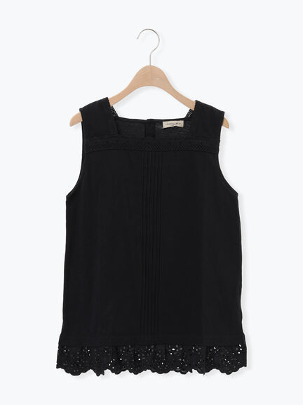 【接触冷感】スクエアネックレースノースリーブ（オフホワイト/ブラック/ベージュ）｜Samansa Mos2（サマンサ モスモス）通販