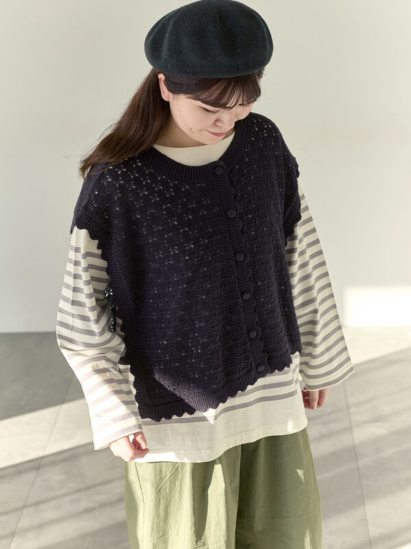 【Cross×Staff】前後2WAYニットベスト（チャコールグレー）｜Samansa Mos2（サマンサ モスモス）通販