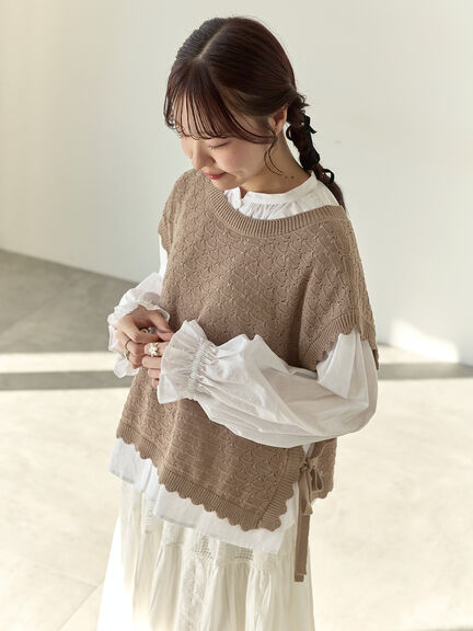 【Cross×Staff】前後2WAYニットベスト（チャコールグレー/モカ/キナリ）｜Samansa Mos2（サマンサ モスモス）通販