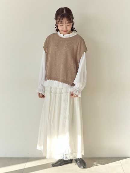 【Cross×Staff】前後2WAYニットベスト（チャコールグレー/モカ/キナリ）｜Samansa Mos2（サマンサ モスモス）通販