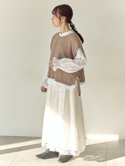 【Cross×Staff】前後2WAYニットベスト（チャコールグレー/モカ/キナリ）｜Samansa Mos2（サマンサ モスモス）通販