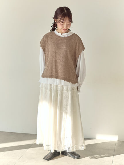 【Cross×Staff】前後2WAYニットベスト（チャコールグレー/モカ/キナリ）｜Samansa Mos2（サマンサ モスモス）通販