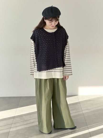 【Cross×Staff】前後2WAYニットベスト（チャコールグレー/モカ/キナリ）｜Samansa Mos2（サマンサ モスモス）通販