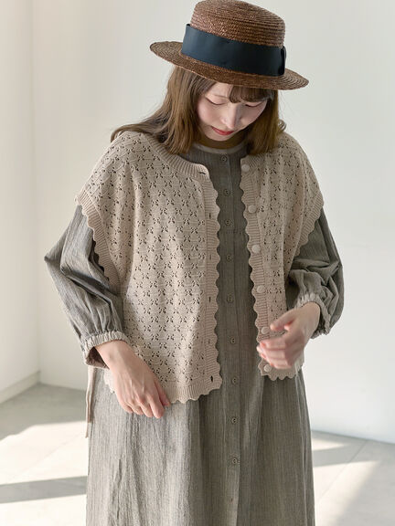 【Cross×Staff】前後2WAYニットベスト（チャコールグレー/モカ/キナリ）｜Samansa Mos2（サマンサ モスモス）通販