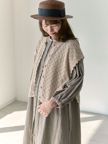 【Cross×Staff】前後2WAYニットベスト（チャコールグレー/モカ/キナリ）｜Samansa Mos2（サマンサ モスモス）通販