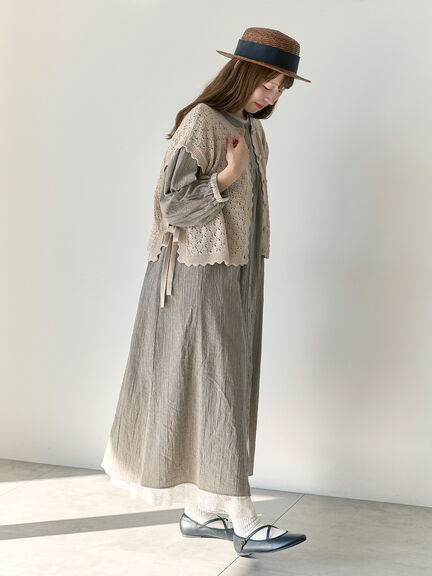 【Cross×Staff】前後2WAYニットベスト（チャコールグレー/モカ/キナリ）｜Samansa Mos2（サマンサ モスモス）通販