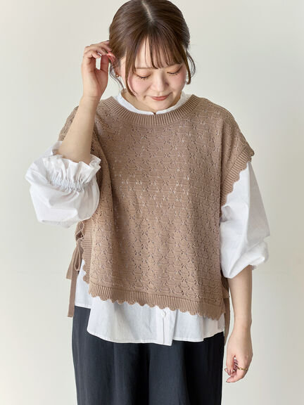 【Cross×Staff】前後2WAYニットベスト（チャコールグレー/モカ/キナリ）｜Samansa Mos2（サマンサ モスモス）通販