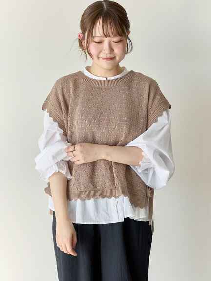 【Cross×Staff】前後2WAYニットベスト（チャコールグレー/モカ/キナリ）｜Samansa Mos2（サマンサ モスモス）通販