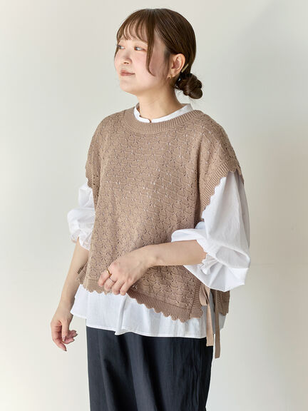 【Cross×Staff】前後2WAYニットベスト（チャコールグレー/モカ/キナリ）｜Samansa Mos2（サマンサ モスモス）通販