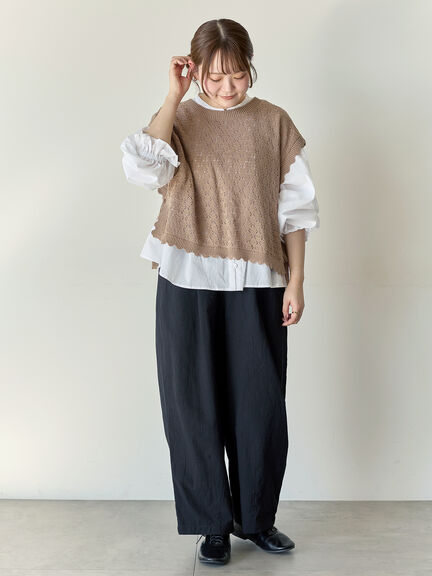 【Cross×Staff】前後2WAYニットベスト（チャコールグレー/モカ/キナリ）｜Samansa Mos2（サマンサ モスモス）通販