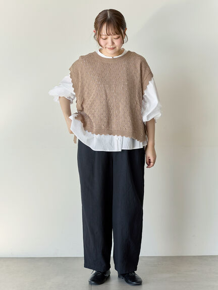 【Cross×Staff】前後2WAYニットベスト（チャコールグレー/モカ/キナリ）｜Samansa Mos2（サマンサ モスモス）通販