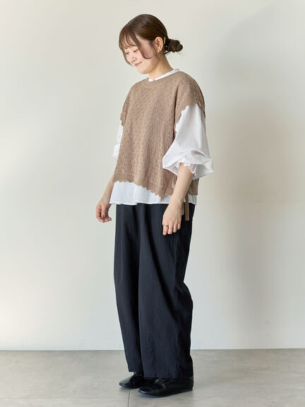 【Cross×Staff】前後2WAYニットベスト（チャコールグレー/モカ/キナリ）｜Samansa Mos2（サマンサ モスモス）通販