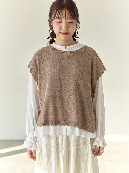 【Cross×Staff】前後2WAYニットベスト（チャコールグレー/モカ/キナリ）｜Samansa Mos2（サマンサ モスモス）通販