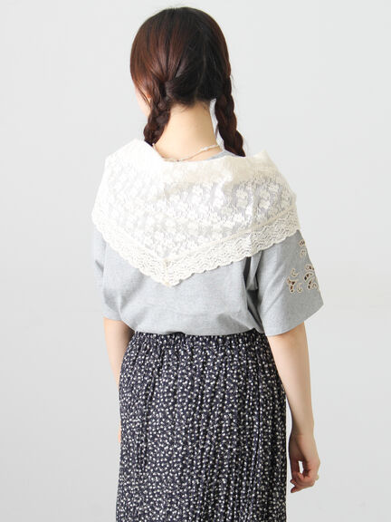 三角ストール付カットワーク刺繍Tシャツ（オフホワイト/グレー/チャコールグレー）｜Samansa Mos2（サマンサ モスモス）通販