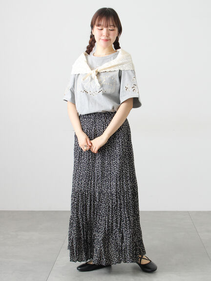 三角ストール付カットワーク刺繍Tシャツ（オフホワイト/グレー/チャコールグレー）｜Samansa Mos2（サマンサ モスモス）通販