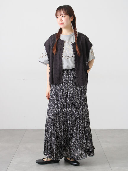 三角ストール付カットワーク刺繍Tシャツ（オフホワイト/グレー/チャコールグレー）｜Samansa Mos2（サマンサ モスモス）通販