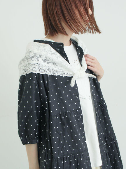 三角ストール付カットワーク刺繍Tシャツ（オフホワイト/グレー/チャコールグレー）｜Samansa Mos2（サマンサ モスモス）通販