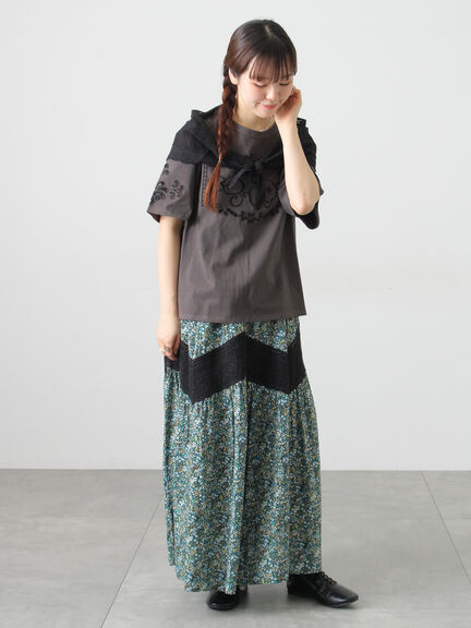 三角ストール付カットワーク刺繍Tシャツ（オフホワイト/グレー/チャコールグレー）｜Samansa Mos2（サマンサ モスモス）通販