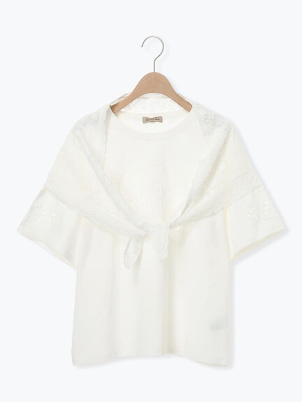 三角ストール付カットワーク刺繍Tシャツ（オフホワイト/グレー/チャコールグレー）｜Samansa Mos2（サマンサ モスモス）通販