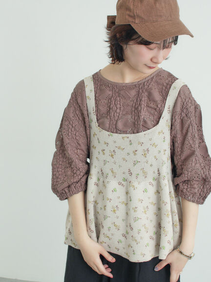 レース膨れジャガードプルオーバー（オフホワイト/ブラック/モカ）｜Samansa Mos2（サマンサ モスモス）通販