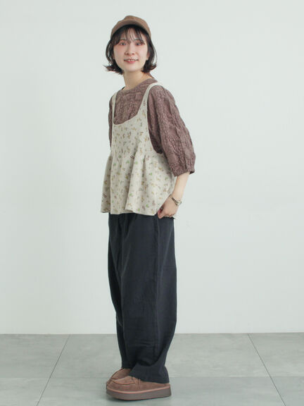 レース膨れジャガードプルオーバー（オフホワイト/ブラック/モカ）｜Samansa Mos2（サマンサ モスモス）通販